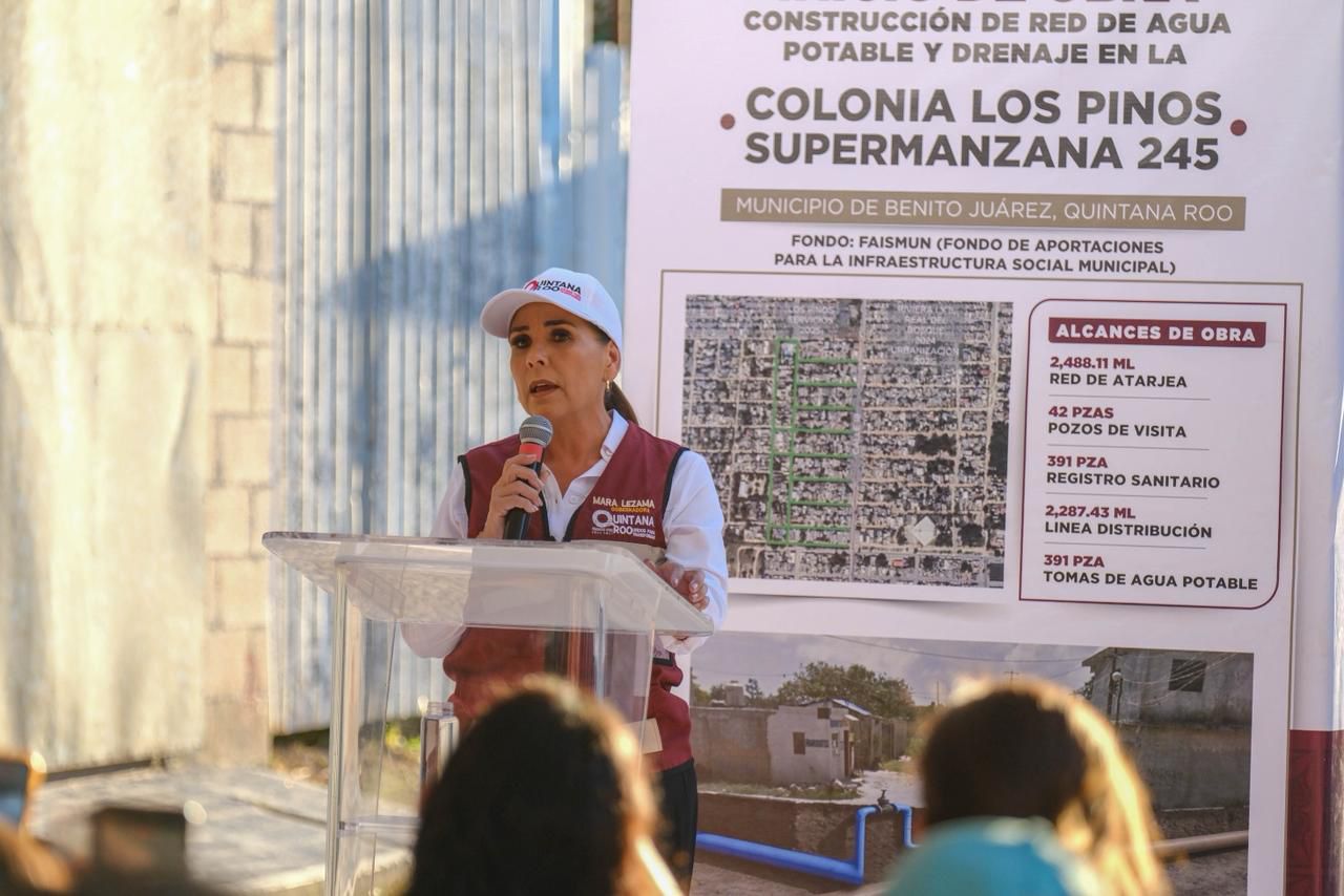 Mara Lezama y Ana Paty inician obra de drenaje y agua en los Pinos