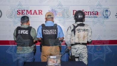 Policía Turística y Guardia Nacional aseguran narcóticos en el Km 17 de Cancún