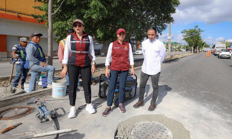 Ana Paty supervisa obras en Avenida Kabah y la rehabilitación avanza con calidad