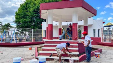 Intensifican mantenimiento del parque de Kantunilkín previo al Carnaval 2026