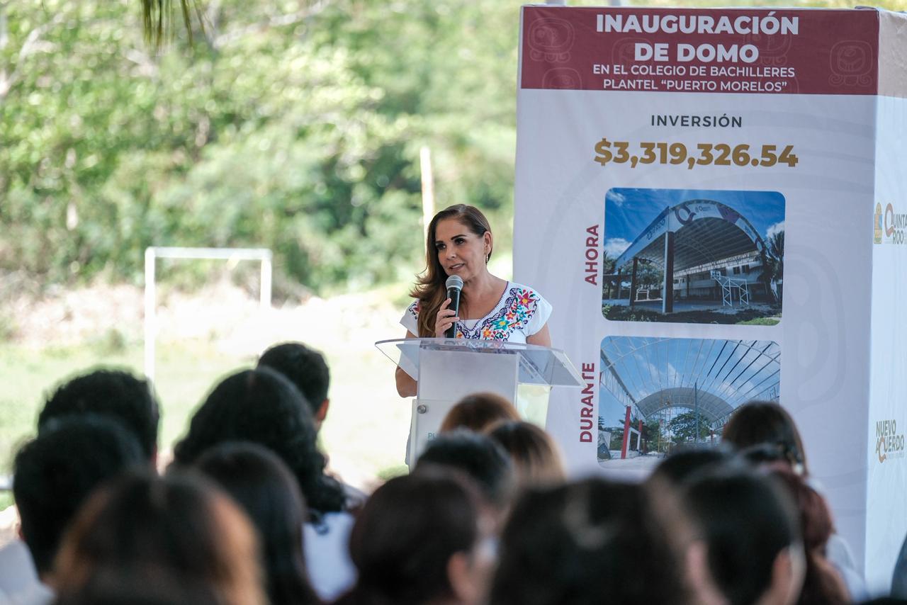 Mara Lezama inaugura nuevo domo para estudiantes en Puerto Morelos